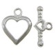 Metal Toggle clasp Heart Antique silver